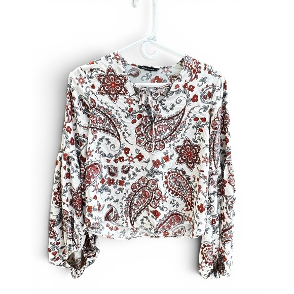 Banana Republic Tops - Banana Republic Paisley Floral Peasant Blouse Womens M Boho Puff Sleeve